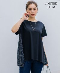 NIJYUSANKU（LARGE SIZE）/【Lサイズ限定/洗える】スカーフプリントコンビ バックフレア カットソー/508267652