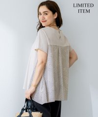 NIJYUSANKU（LARGE SIZE）/【Lサイズ限定/洗える】スカーフプリントコンビ バックフレア カットソー/508267652