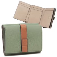 LOEWE/ロエベ LOEWE 三つ折り財布 ANAGRAM アナグラム ミニ財布 グリーン ベージュ レディース LOEWE C660TR2X03 6465/508267712