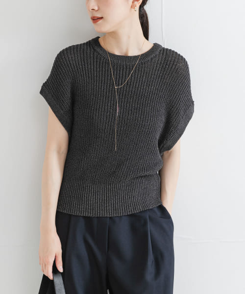 【アーバンリサーチ】ペーパーヤーンフレンチスリーブニット URBAN RESEARCH ベスト ジレ ペーパーヤーンフレンチスリーブ