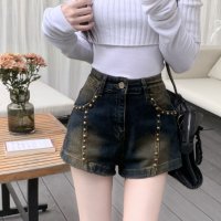 Belle Cie/ベルシー Belle Cie ショートパンツ デニムパンツ ミニ丈 ボトムス スタッズ Y2K レディース 韓国ファッション ストリート ビンテージ クール系 /508268077