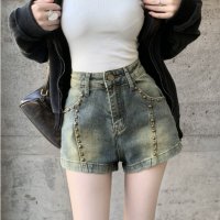Belle Cie/ベルシー Belle Cie ショートパンツ デニムパンツ ミニ丈 ボトムス スタッズ Y2K レディース 韓国ファッション ストリート ビンテージ クール系 /508268077