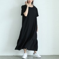 Sawa a la mode/サワアラモード Sawa a la mode ぽこぽこ素材のふんわりペプラムフレアワンピース/508268425