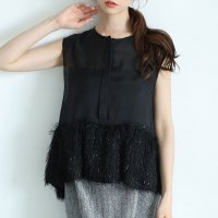 Sawa a la mode/サワアラモード Sawa a la mode 異素材シャギーノースリーブシアーブラウス/508268430
