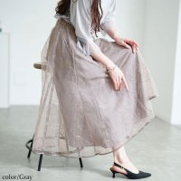 GOLD JAPAN/ゴールドジャパン GOLDJAPAN 花柄ラメ刺繍チュールレイヤードスカート/508268445