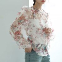 Sawa a la mode/サワアラモード Sawa a la mode ヴィンテージフラワーが咲くシアーフリルプルオーバー/508268454