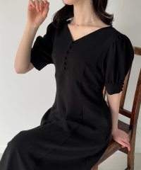 JUNOAH/ジュノア JUNOAH バックレースアップセミフレアワンピース（薄手ジョーゼット生地）/508268495