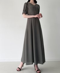 JUNOAH/ジュノア JUNOAH バックレースアップセミフレアワンピース（薄手ジョーゼット生地）/508268495