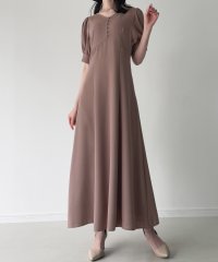 JUNOAH/ジュノア JUNOAH バックレースアップセミフレアワンピース（薄手ジョーゼット生地）/508268495