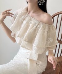 Meiru/メイル Meiru Meiru オフショルフリルシアーブラウス/508268496