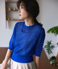 KUMIKYOKU（LARGE SIZE）/【前後着用可】メッシュ5分袖ニット カーディガン/508268772