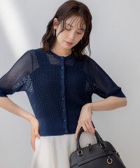 KUMIKYOKU（LARGE SIZE）/【前後着用可】メッシュ5分袖ニット カーディガン/508268772