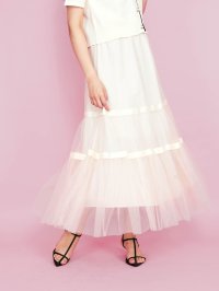 QUEENS COURT/クイーンズコート QUEENS COURT リボンティアードチュールスカート≪手洗い可能≫/508268761