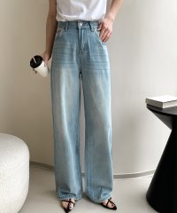 LOWO/ロワ LOWO ウォッシュド加工ハイウエストストレートデニムパンツ/508269825