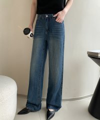 LOWO/ロワ LOWO ウォッシュド加工ハイウエストストレートデニムパンツ/508269825