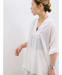 Samansa Mos2 blue/◎シフォンタックブラウス/508269875