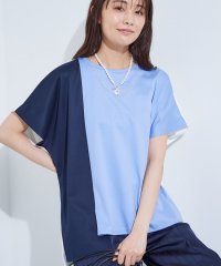 INDIVI/【洗える／汗ジミ防止】バイカラー＆アシメヘム Tシャツ/508269922