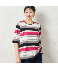 MISSEL/【洗える・日本製・綿100%】カラーボーダーTシャツ/508270760