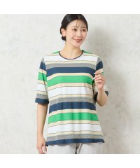MISSEL/【洗える・日本製・綿100%】カラーボーダーTシャツ/508270760