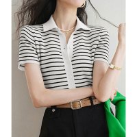 miniministore/ミニミニストア miniministore ボーダー柄ニットポロシャツレディース半袖/508270977