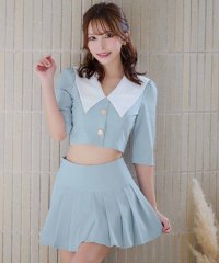 Tika/ティカ Tika キャバドレス [Anella/アネラ] セットアップ 襟付き 袖あり 七分袖 ショートトップス プリーツスカート フレアミニドレス (Sサイズ/508271072