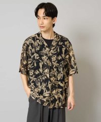 a.v.v (MEN)/【洗濯機で洗える】メッシュニットダークフラワー五分袖オープンカラーシャツ/508194780
