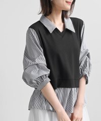 rps/変形タックスリーブ衿付きドッキングブラウス/508269129