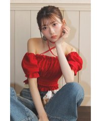 rienda/メニーウェイシャーリングショートブラウス/508271445
