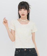 REDYAZEL/3DフラワーレースコンパクトTシャツ/508271479