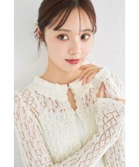 tocco closet/トッコクローゼット tocco closet 襟付きカギ編みスカラップニットカーディガン/508272753