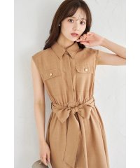 tocco closet/トッコクローゼット tocco closet ウエストリボン付きゴールドボタン綿麻タッチシャツワンピース/508272758