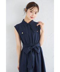 tocco closet/トッコクローゼット tocco closet ウエストリボン付きゴールドボタン綿麻タッチシャツワンピース/508272758