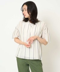 GEORGES RECH/[接触冷感]ランダムストライプフレアスリーブブラウス/508272916