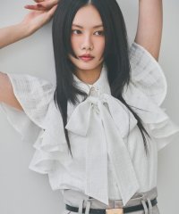 AND COUTURE/シアーチェックフリルリボンブラウス/508272946