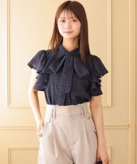 AND COUTURE/シアーチェックフリルリボンブラウス/508272946
