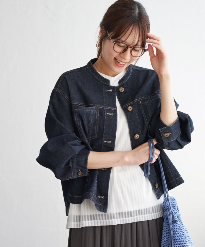 【Mylanka】デニム×エコムートンブルゾン メッシュデニムブルゾン(508122071) | イッカ(ikka) - d fashion