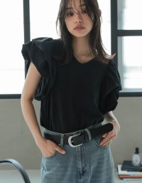 Re:EDIT/リエディ Re:EDIT 天竺バルーンスリーブVネックTシャツ/508274228