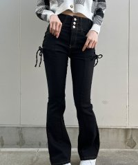 me Jane/ミージェーン me Jane 脇レースアップハイウエストデニムフレアパンツ/508274409