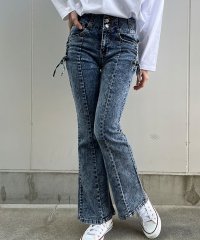 me Jane/ミージェーン me Jane 脇レースアップハイウエストデニムフレアパンツ/508274409