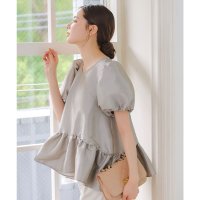 KOBE LETTUCE/コウベレタス KOBE LETTUCE ペプラムボリューミーシャイニー半袖ブラウス [C7546]/508274868