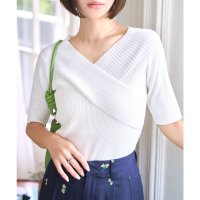KOBE LETTUCE/コウベレタス KOBE LETTUCE カシュクールVネック半袖ニットトップス [N1195]/508274879