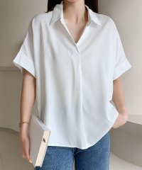 Flolia/フロリア Flolia スキッパーデザイン半袖ブラウス オフィス ビジネス フォーマル セレモニー 卒業式 卒園式 入学式 入園式/508275124