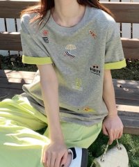 LOWO/ロワ LOWO 刺繍プリントバイカラーTシャツ カットソー/508275127