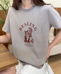 LOWO/ロワ LOWO 綿混フロントプリントオーバーサイズTシャツ カットソー/508275129