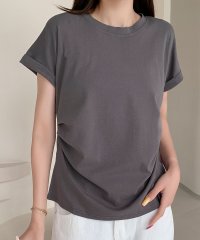 LOWO/ロワ LOWO 綿混サイドギャザーTシャツ カットソー/508275131