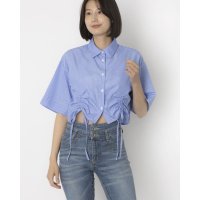 STYLEBLOCK/スタイルブロック STYLEBLOCK 先染めストライプハーフスリーブドロストクロップドシャツ/508275186