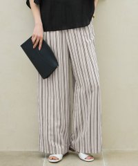 JIYU-KU(LARGE SIZE)/【カタログ掲載・セットアップ対応・洗える】リネンビスコースストライプドロスト パンツ/508275222