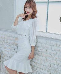 Tika/ティカ Tika キャバドレス [Anella/アネラ] 袖あり 七分袖 シアースリーブ ギャザー裾フリル タイト 膝丈ドレス (Mサイズ～XLサイズ)/508275463