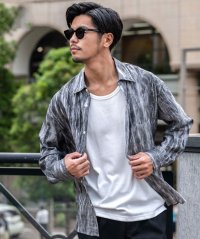 CavariA/キャバリア CavariA CavariA ムラ染めプリント長袖レギュラーカラーシャツ/508275684