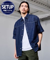 CavariA/キャバリア CavariA CavariA ルーズシルエット半袖デニムシャツ/508275685